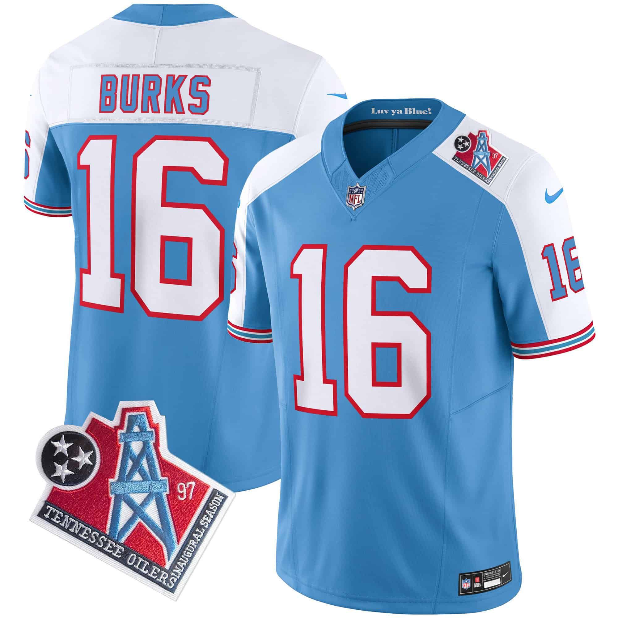 Men Tennessee Titans #16 Burks Light Blue 1997 Throwback 2024 Nike Limited Vapor NFL Jersey style 1->indianapolis colts->NFL Jersey